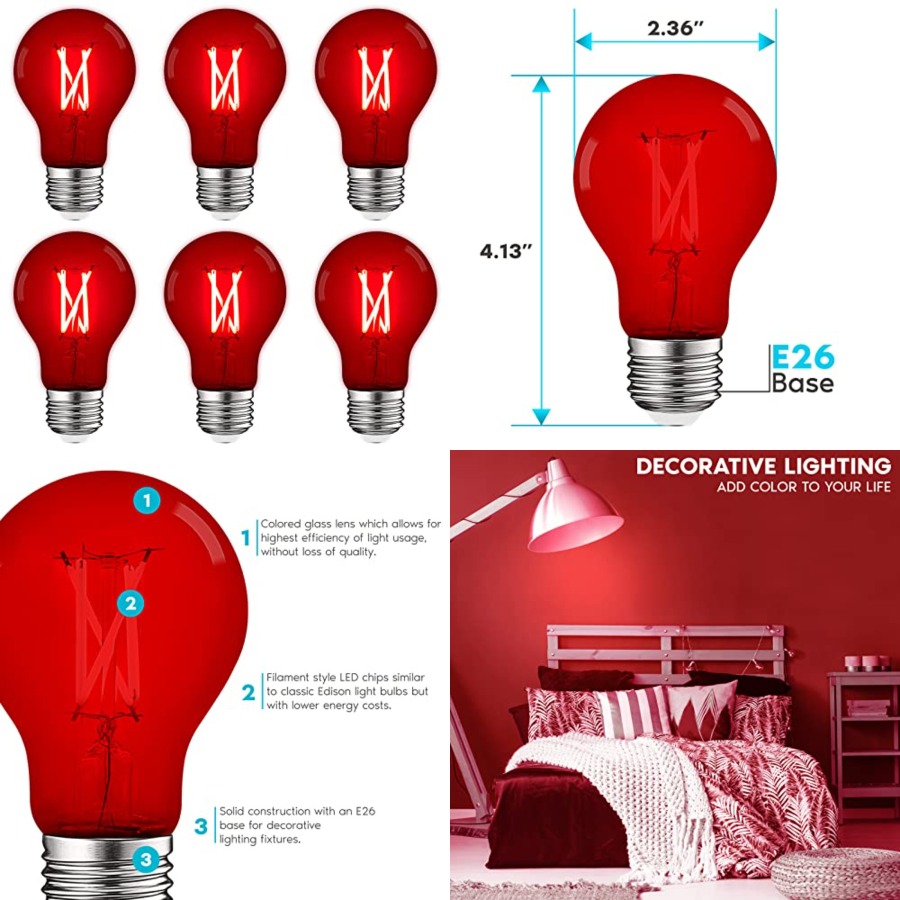 Lighting Decor Outdoor - Lampadine LED Edison A19, Equivalente a