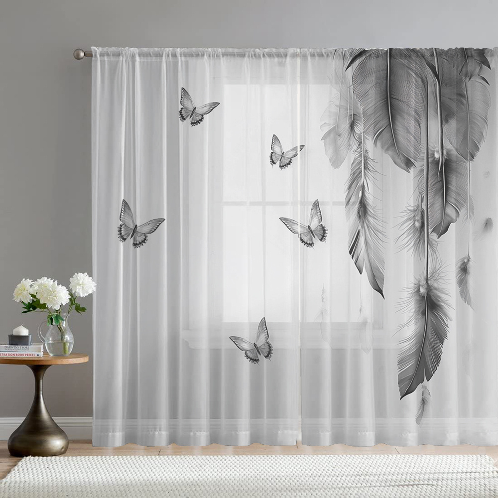 Fairy Light Curtain - 2 Pezzi di Tende Trasparenti con